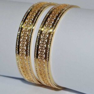 916 Yellow Gold Laser CNC CZ Stone Traditional Bangles