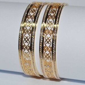 Indian 916 Gold Laser CNC CZ Stone Bangles