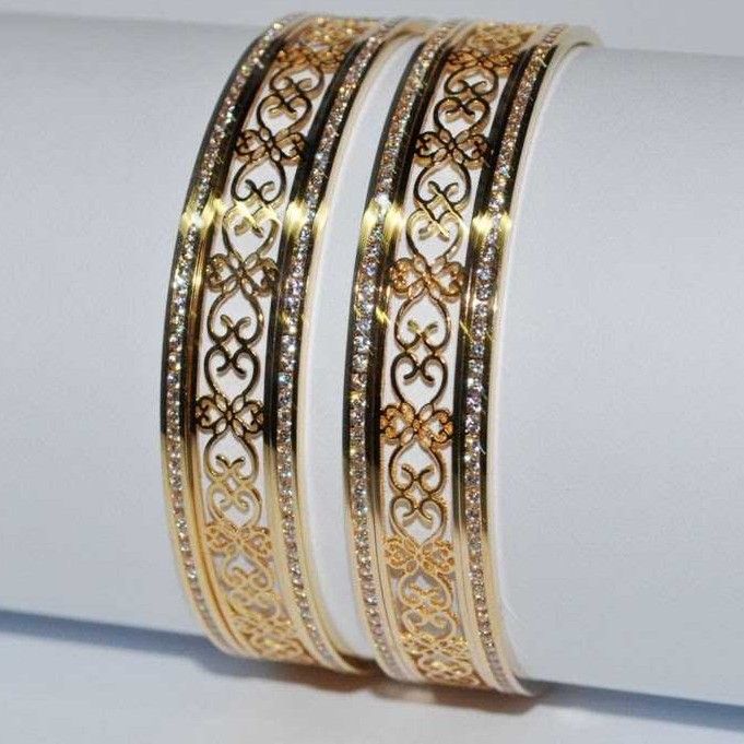 Indian 916 Gold Laser CNC CZ Stone Bangles