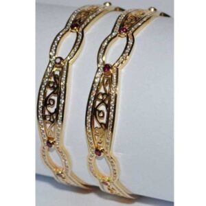 Stone Laser 916 Gold CNC CZ Designer Bangles