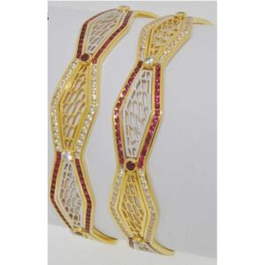 Designer 22K Gold Laser CNC CZ Stone Bangles