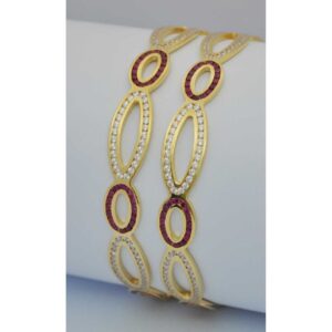 Stylish 22KT Gold Fancy CNC CZ Stone  Bangles