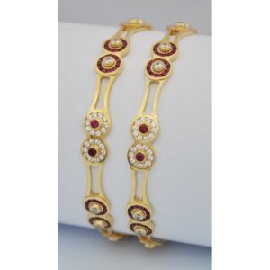22KT Gold Attractive CNC Stone Bangles