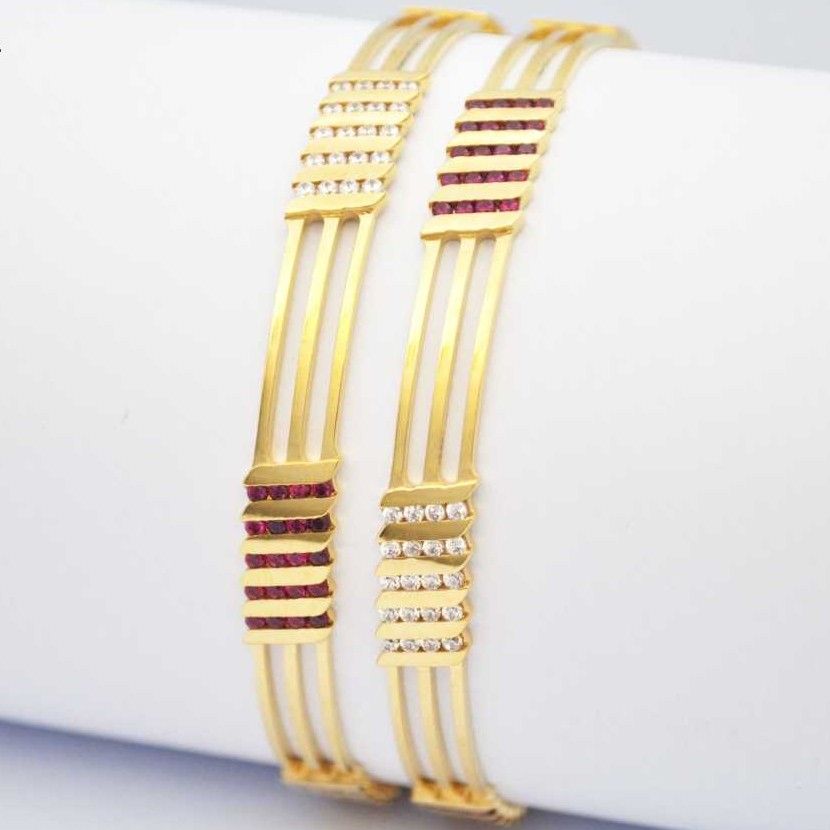CZ 916 Gold CNC Stone Bangles