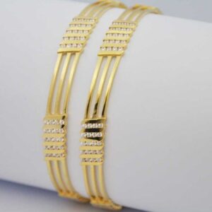 916 Gold Fancy CNC CZ Stone Bangle
