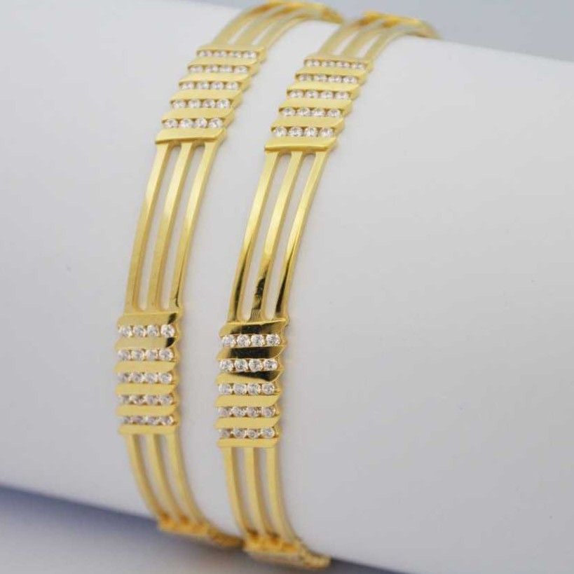 916 Gold Fancy CNC CZ Stone Bangle