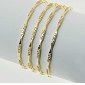 Modern 22K / 916 Gold CNC CZ Stone Bangles