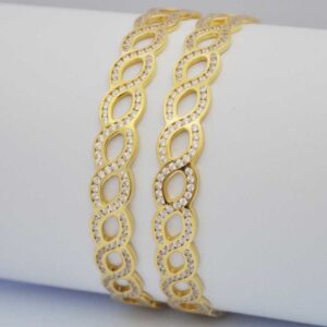 916 Gold Fancy CNC CZ Stone Bangles