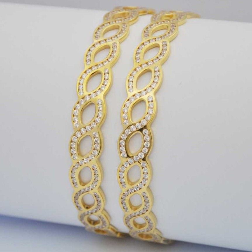 916 Gold Fancy CNC CZ Stone Bangles