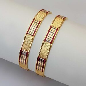 Ladies 916 Gold Fancy CNC CZ Stone Bangles