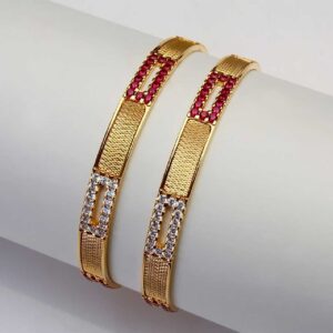 Gold 916 CNC CZ Stone Modern Trendy Bangles