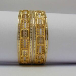 22K / 916 Gold Machine Cut Stone Bangles