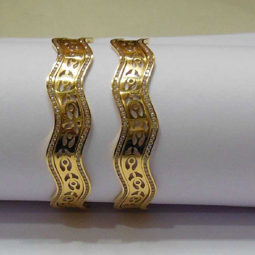 22KT Gold Laser CNC CZ Stone Tradistional Bangles