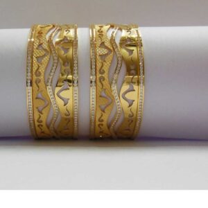 Machine Cut 22KT Gold CNC CZ Fancy Stone Bangles