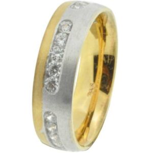 22KT Yellow Gold CZ Stone Designer Couple Band