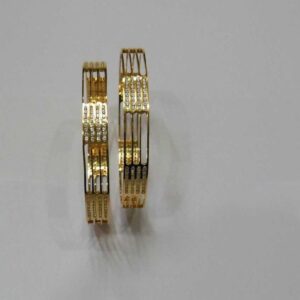 916 Yellow Gold Casual Laser CNC CZ Stone Bangles
