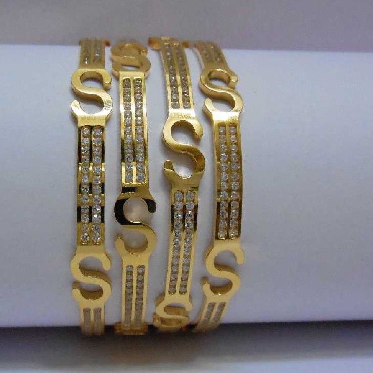 22KT Gold Fancy CZ Stone Bangles