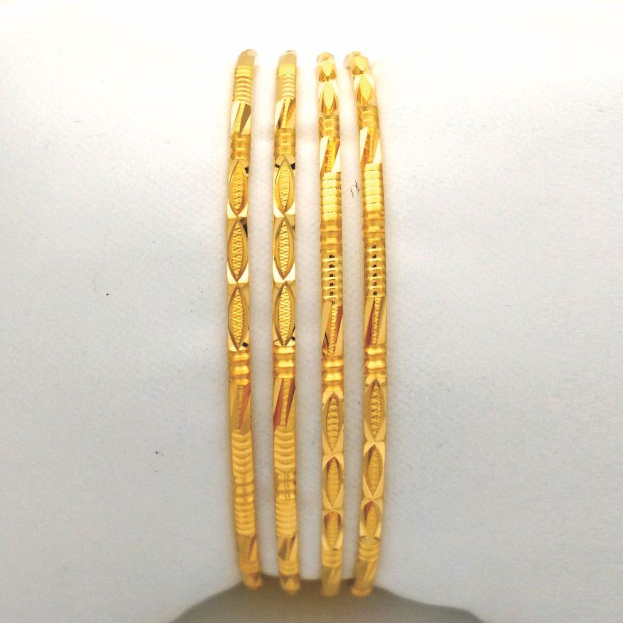 Gold hallmark plain bangle - go1211