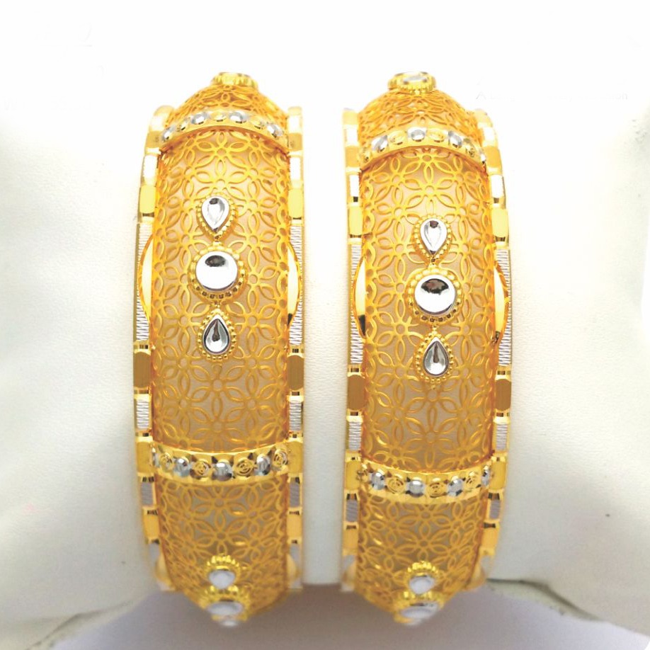 Gold Hallmark Plain + Jali + Polki Bangle - Slj720