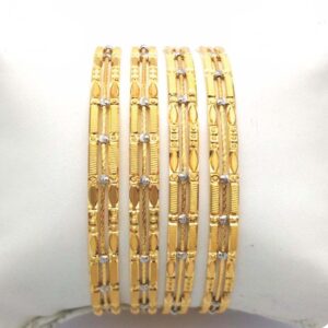 Gold Hallmark Plain + Tar Mani Bangle - Sml712