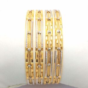 Gold Hallmark Plain + Tar Mani Bangle - Sml709