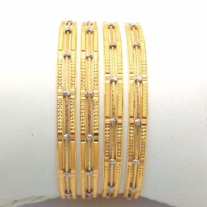 Gold Hallmark Plain + Tar Mani Bangle - Sml707