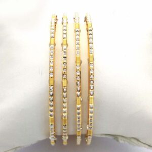 Gold Hallmark Plain + Mani Bangle - Sml686