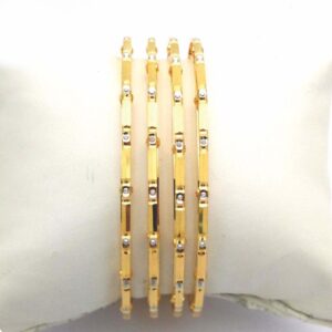 Gold Hallmark Plain + Mani Bangle - Sml685
