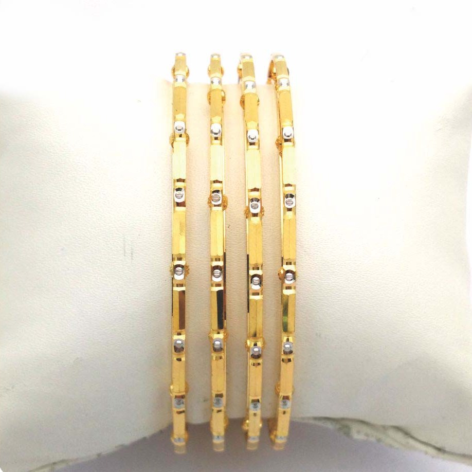 Gold Hallmark Plain + Mani Bangle - Sml685