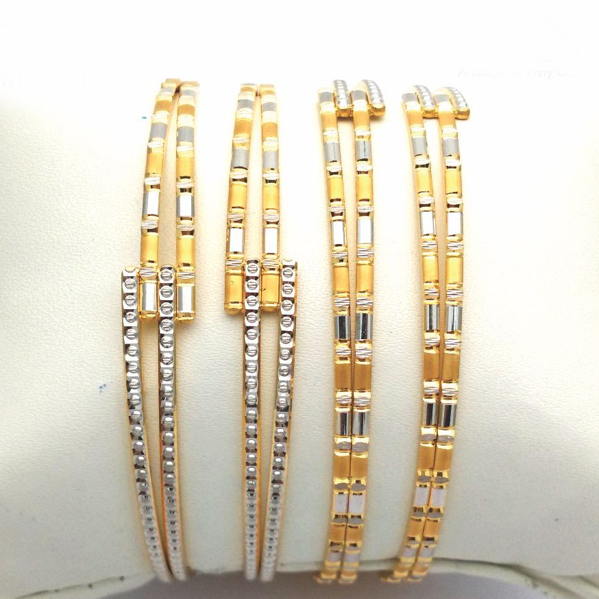 Gold hallmark plain laser bangle - slj669