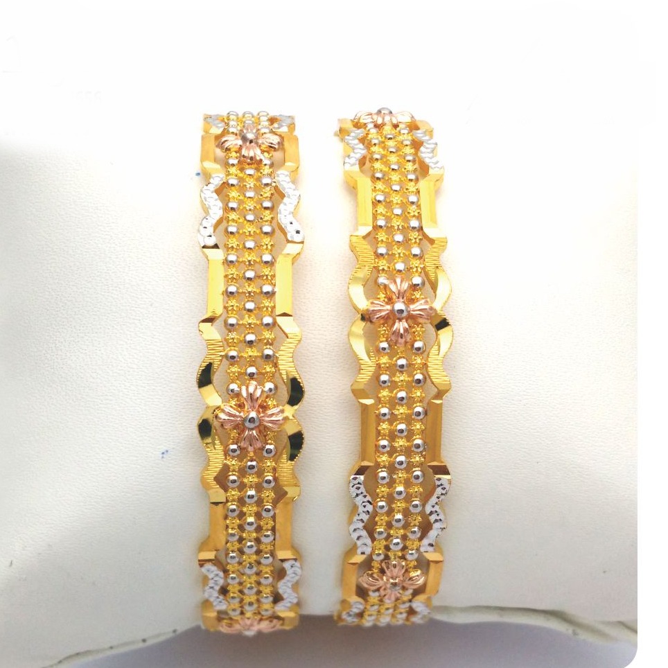 Gold hallmark plain + jali + polki bangle-slj656