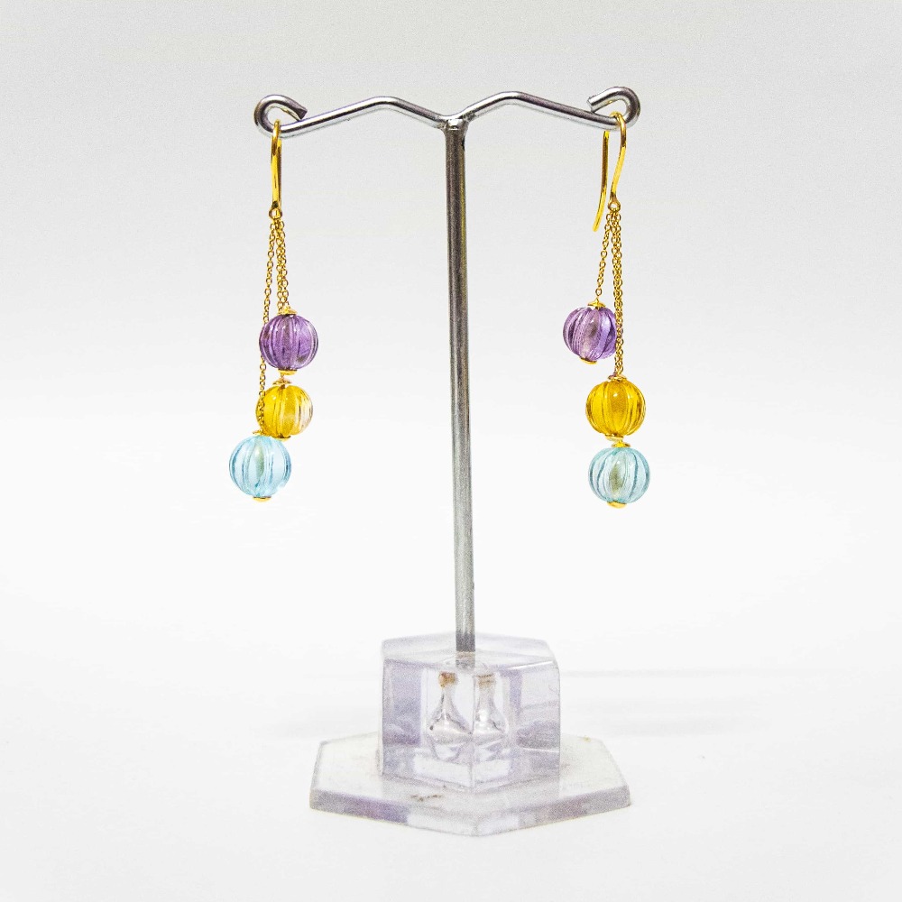 Watermelon drops earring in 18K gold