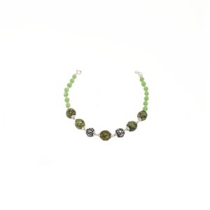Green Marble Bracelet In 925 Sterling Silver MGA - BRS2410