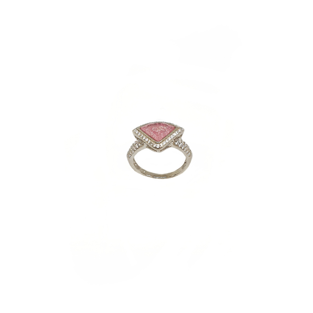 Pink Stone Diamond Ring In 925 Sterling Silver MGA - LRS5328
