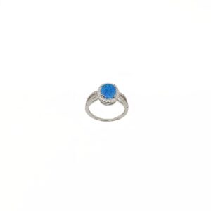 Blue Stone Diamond Ring In 925 Sterling Silver MGA - LRS5306