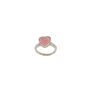 Heart Shape Pink Stone 925 Sterling Silver Ring MGA - LRS5324