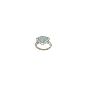 Blue Stone Diamond Ring In 925 Sterling Silver MGA - LES5326