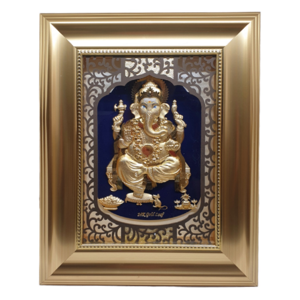 Shree Ganpatiji Frame In 24K Gold Leaf MGA - AGE0383