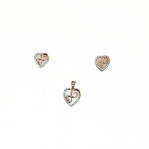 925 sterling silver beautiful heart pendant set mga - pts0278