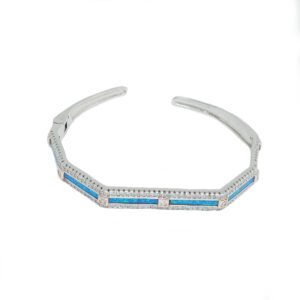 925 Sterling Silver Blue Kada Bracelet MGA - BRS2378