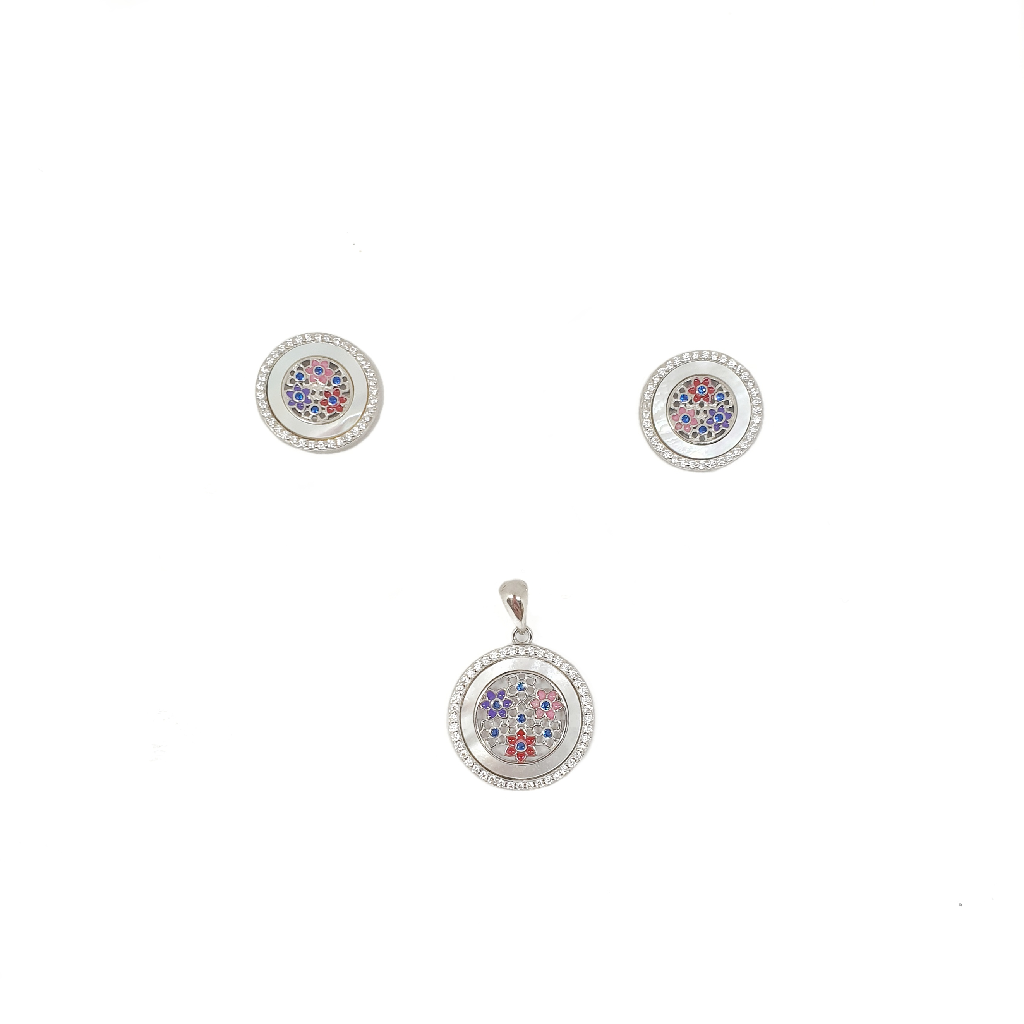 925 Sterling Silver Beautyful Flower Type Pendant Set MGA - PTS0285