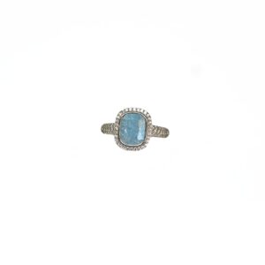 Sky Blue Crystal Diamond Ring In 925 Sterling Silver MGA -LRS5122