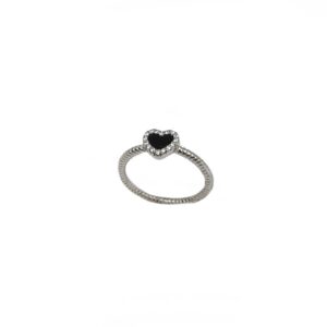 Black Heart Ring In 925 Sterling Silver MGA - LRS5127