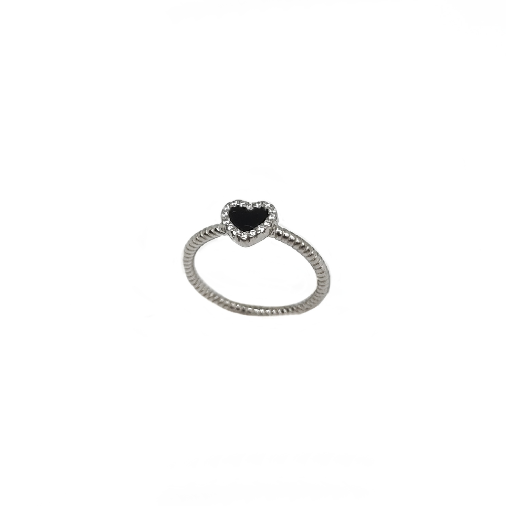 Black Heart Ring In 925 Sterling Silver MGA - LRS5127