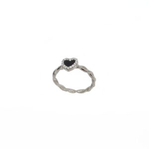Black Heart Diamond Ring In 925 Sterling Silver MGA - LRS5126