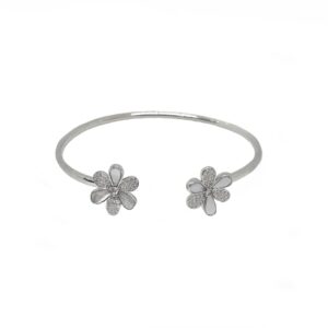 Beautiful Flowers Kada Bracelet In 925 Sterling Silver MGA - BRS2282