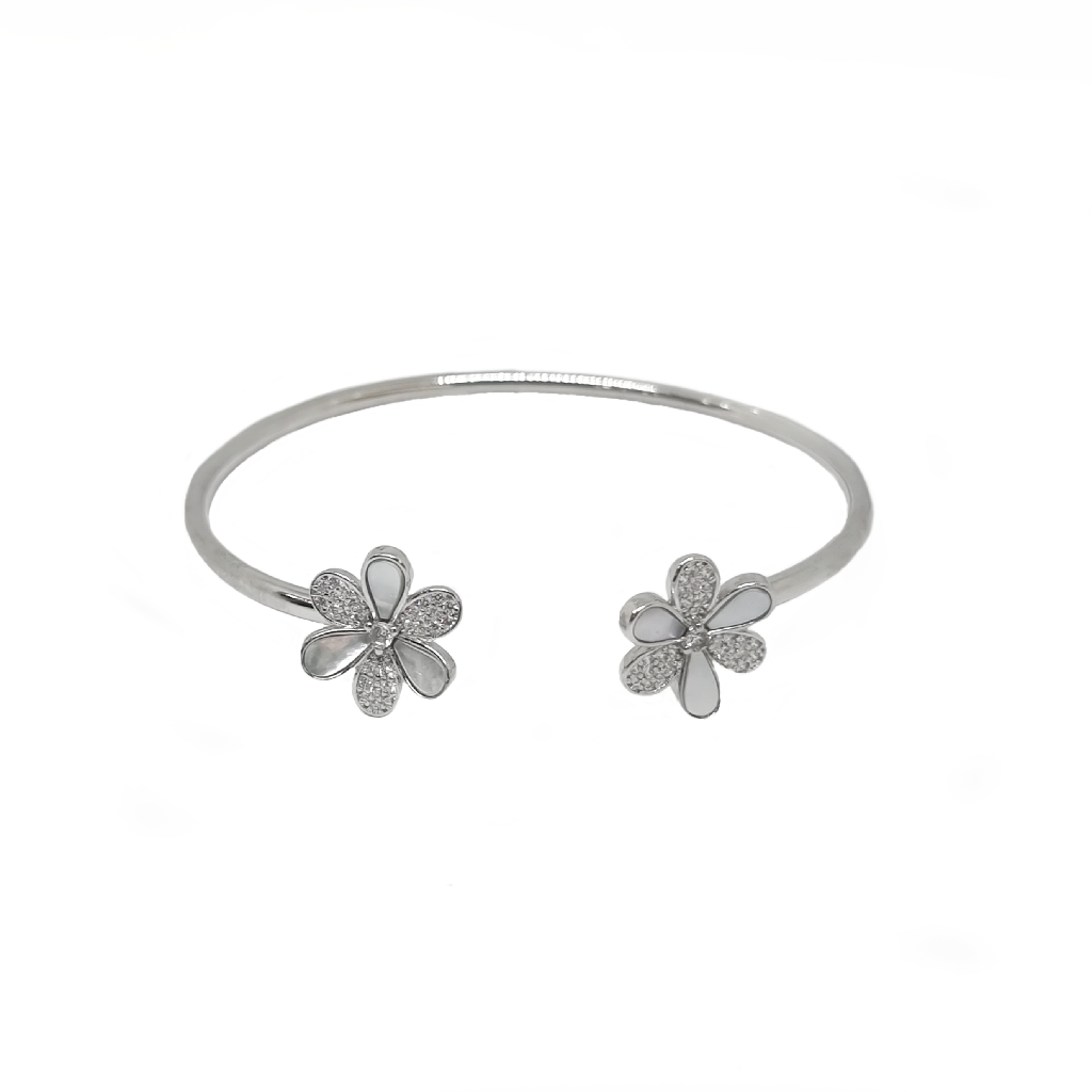 Beautiful Flowers Kada Bracelet In 925 Sterling Silver MGA - BRS2282