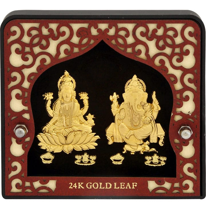 Laxmi Ganesh Frame In 24K Gold Foil MGA - AGE0291