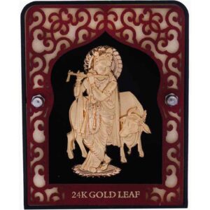 Krishna With Cow Frame In 24K Gold Foil MGA - AGE0280