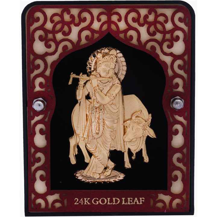 Krishna With Cow Frame In 24K Gold Foil MGA - AGE0280